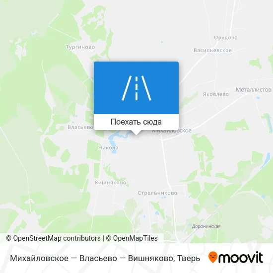 Карта Михайловское — Власьево — Вишняково