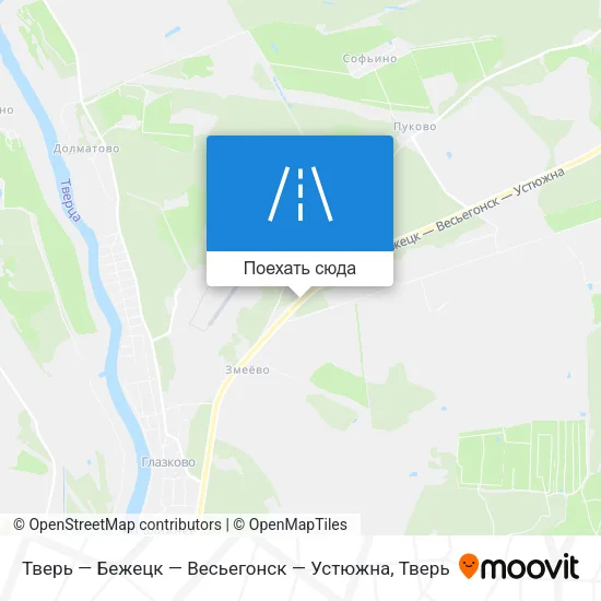 Карта Тверь — Бежецк — Весьегонск — Устюжна