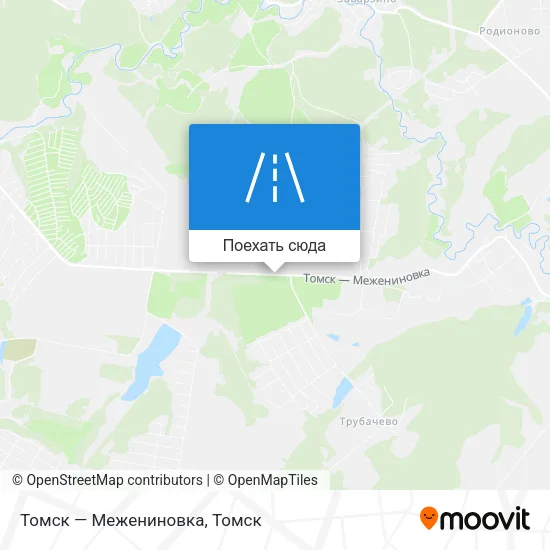 Карта Томск — Межениновка
