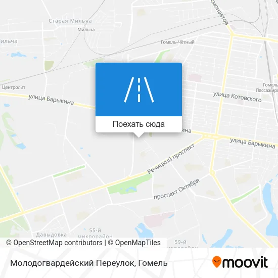 Карта Молодогвардейский Переулок