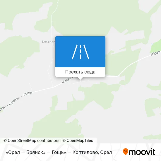Карта «Орел — Брянск» — Гощь» — Коптилово