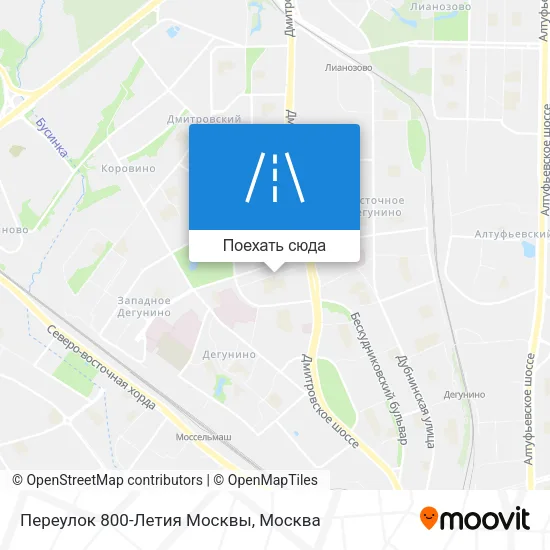 Карта Переулок 800-Летия Москвы