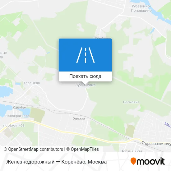 Карта Железнодорожный — Коренёво