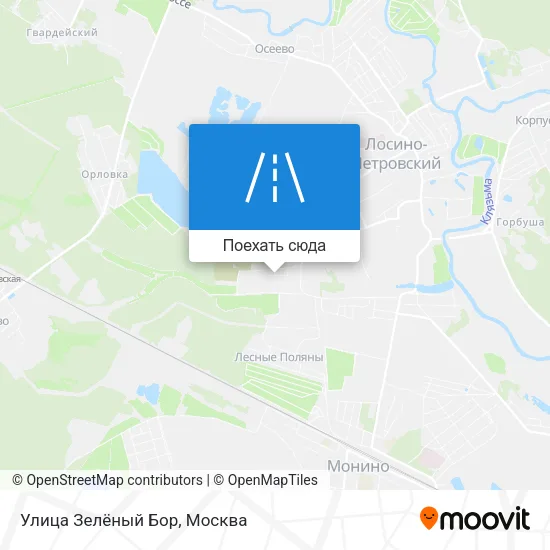 Карта Улица Зелёный Бор