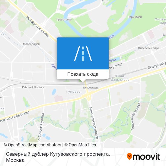 Карта Северный дублёр Кутузовского проспекта