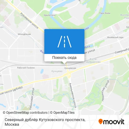 Карта Северный дублёр Кутузовского проспекта