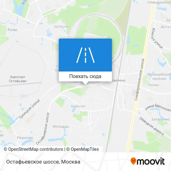 Карта Остафьевское шоссе