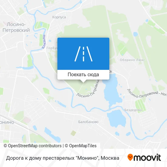 Карта Дорога к дому престарелых "Монино"