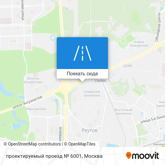 Карта проектируемый проезд № 6001