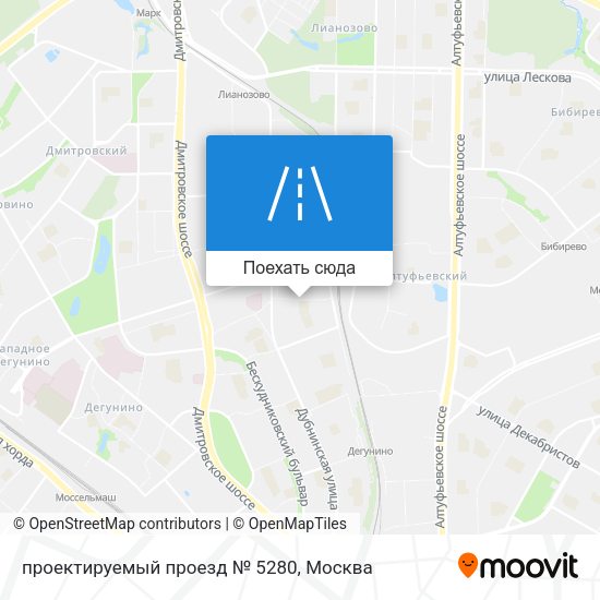 Карта проектируемый проезд № 5280