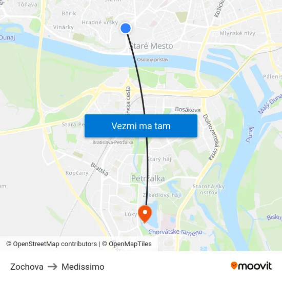 Zochova to Medissimo map