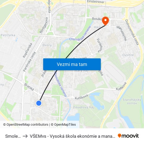 Smolenická to VŠEMvs - Vysoká škola ekonómie a manažmentu verejnej správy map