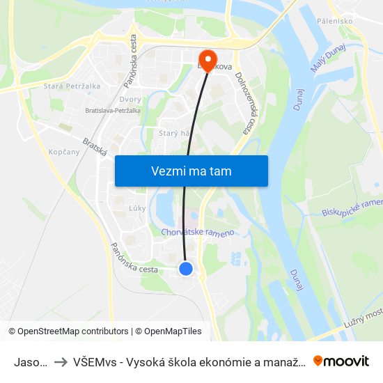 Jasovská to VŠEMvs - Vysoká škola ekonómie a manažmentu verejnej správy map