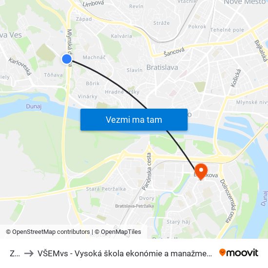 Zoo to VŠEMvs - Vysoká škola ekonómie a manažmentu verejnej správy map