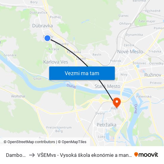 Damborského to VŠEMvs - Vysoká škola ekonómie a manažmentu verejnej správy map