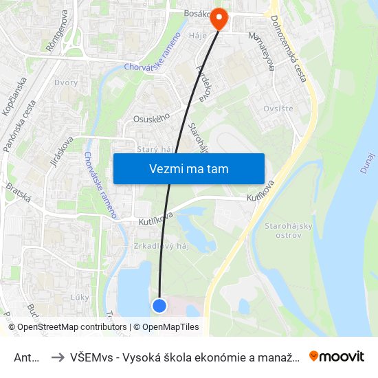 Antolská to VŠEMvs - Vysoká škola ekonómie a manažmentu verejnej správy map