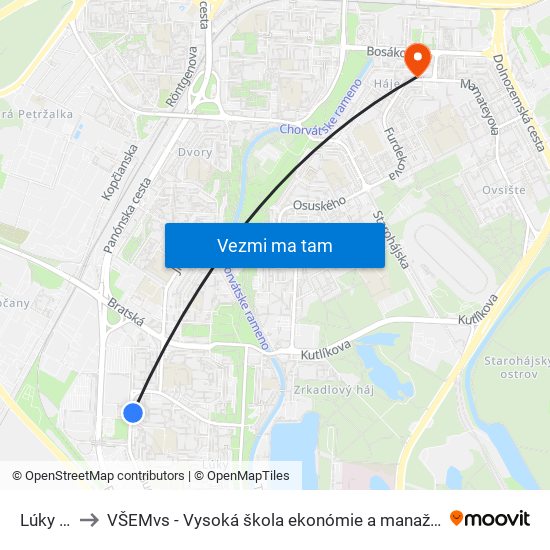 Lúky II (X) to VŠEMvs - Vysoká škola ekonómie a manažmentu verejnej správy map