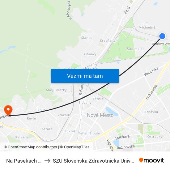 Na Pasekách (X) to SZU Slovenska Zdravotnicka Univerzita map