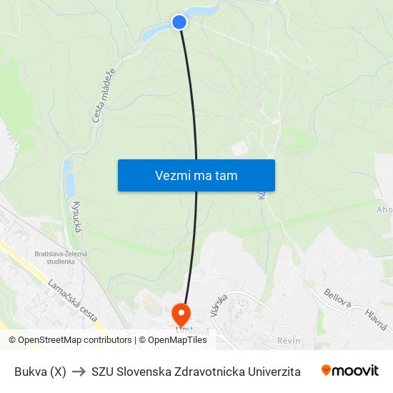 Bukva (X) to SZU Slovenska Zdravotnicka Univerzita map