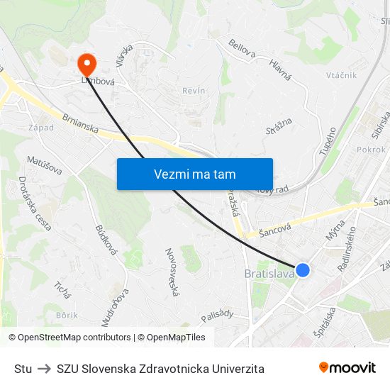 Stu to SZU Slovenska Zdravotnicka Univerzita map
