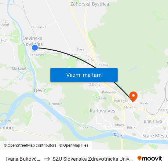 Ivana Bukovčana to SZU Slovenska Zdravotnicka Univerzita map