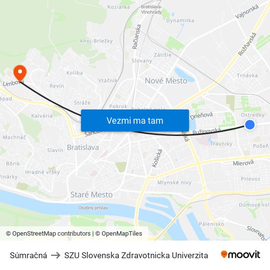 Súmračná to SZU Slovenska Zdravotnicka Univerzita map