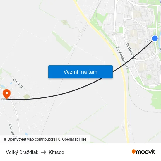 Veľký Draždiak to Kittsee map