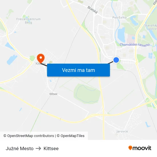 Južné Mesto to Kittsee map