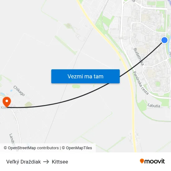 Veľký Draždiak to Kittsee map