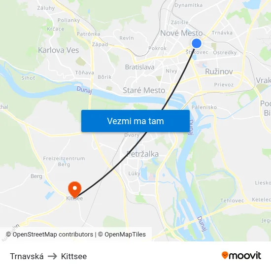 Trnavská to Kittsee map