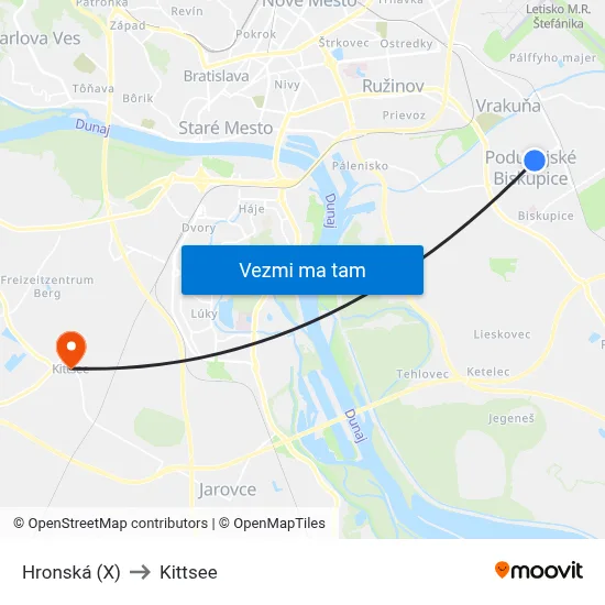 Hronská (X) to Kittsee map