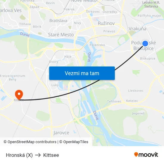 Hronská (X) to Kittsee map