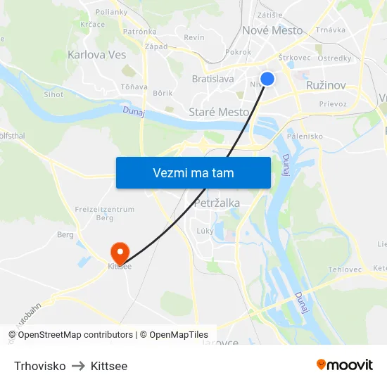 Trhovisko to Kittsee map