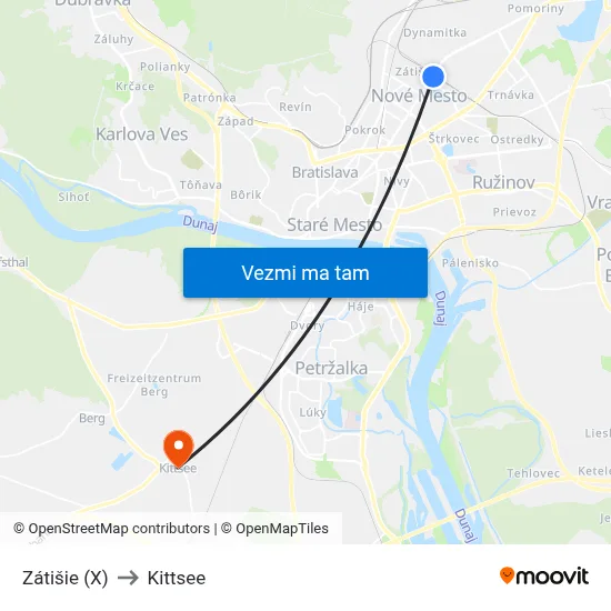 Zátišie (X) to Kittsee map