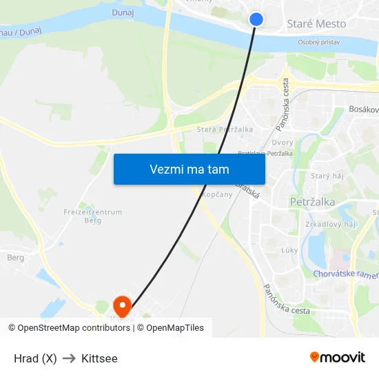 Hrad (X) to Kittsee map