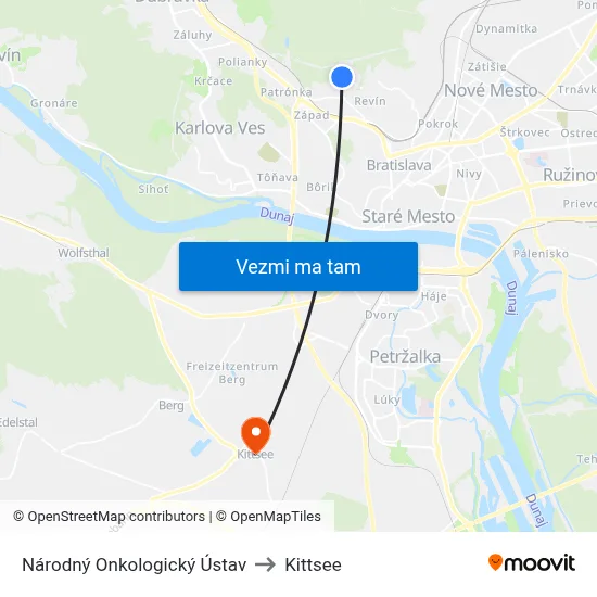 Národný Onkologický Ústav to Kittsee map