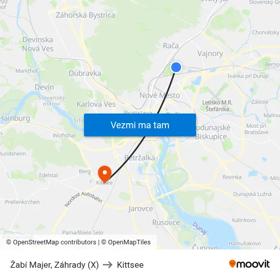 Žabí Majer, Záhrady (X) to Kittsee map