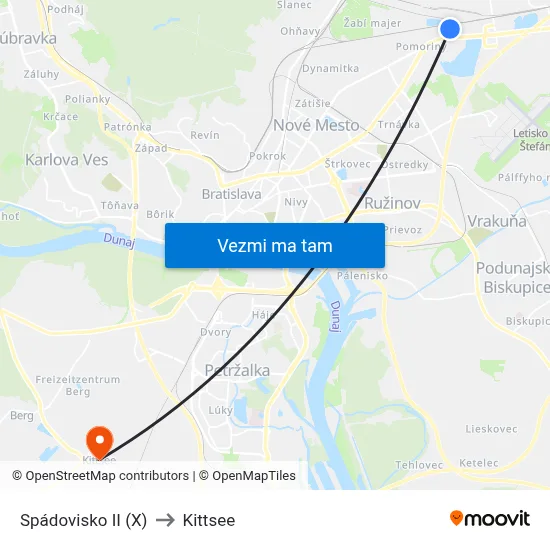 Spádovisko II (X) to Kittsee map