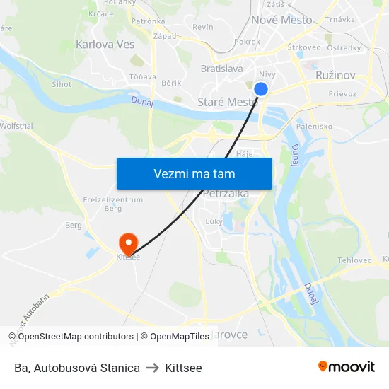 Ba, Autobusová Stanica to Kittsee map