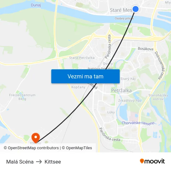 Malá Scéna to Kittsee map