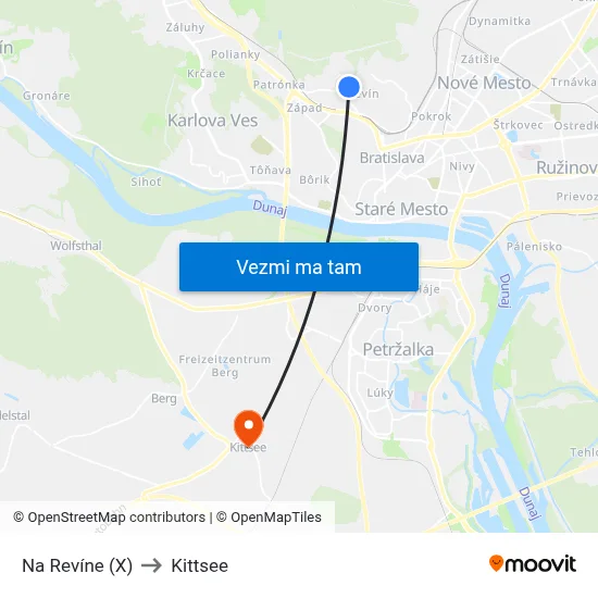 Na Revíne (X) to Kittsee map