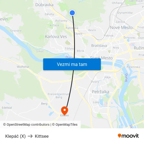 Klepáč (X) to Kittsee map