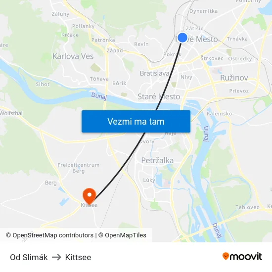 Od Slimák to Kittsee map