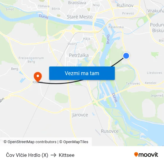Čov Vlčie Hrdlo (X) to Kittsee map