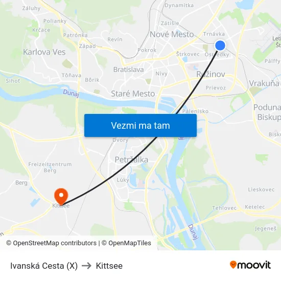 Ivanská Cesta (X) to Kittsee map