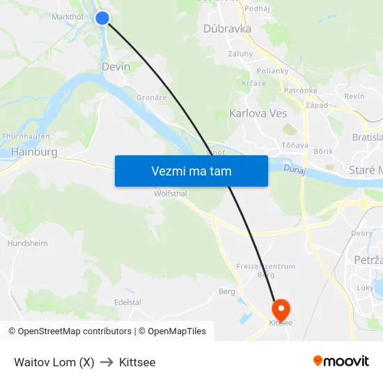 Waitov Lom (X) to Kittsee map