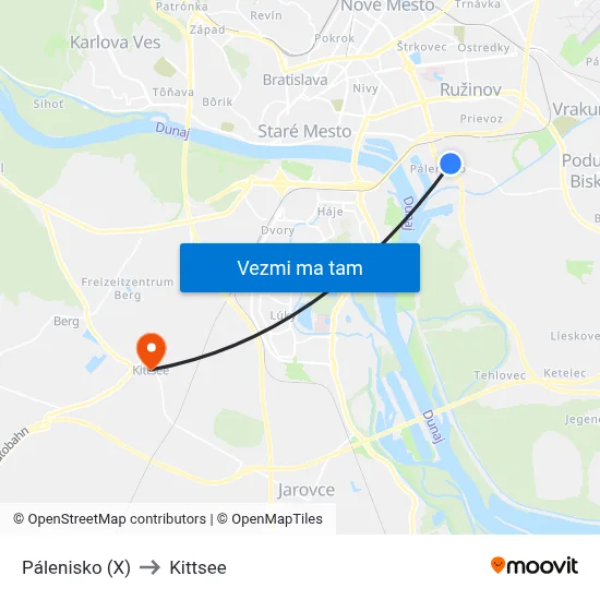 Pálenisko (X) to Kittsee map