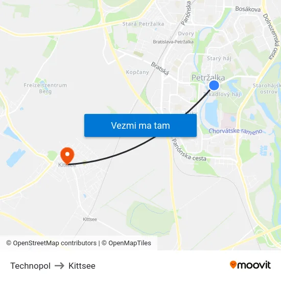 Technopol to Kittsee map