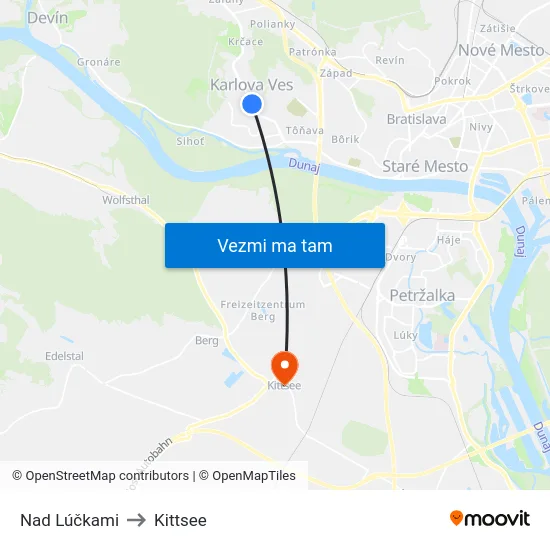 Nad Lúčkami to Kittsee map