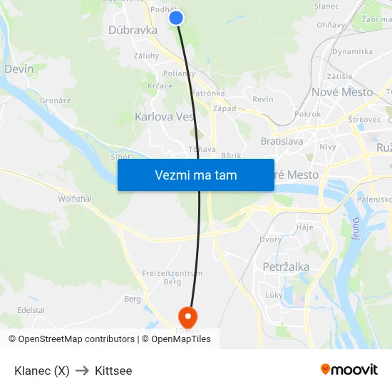 Klanec (X) to Kittsee map